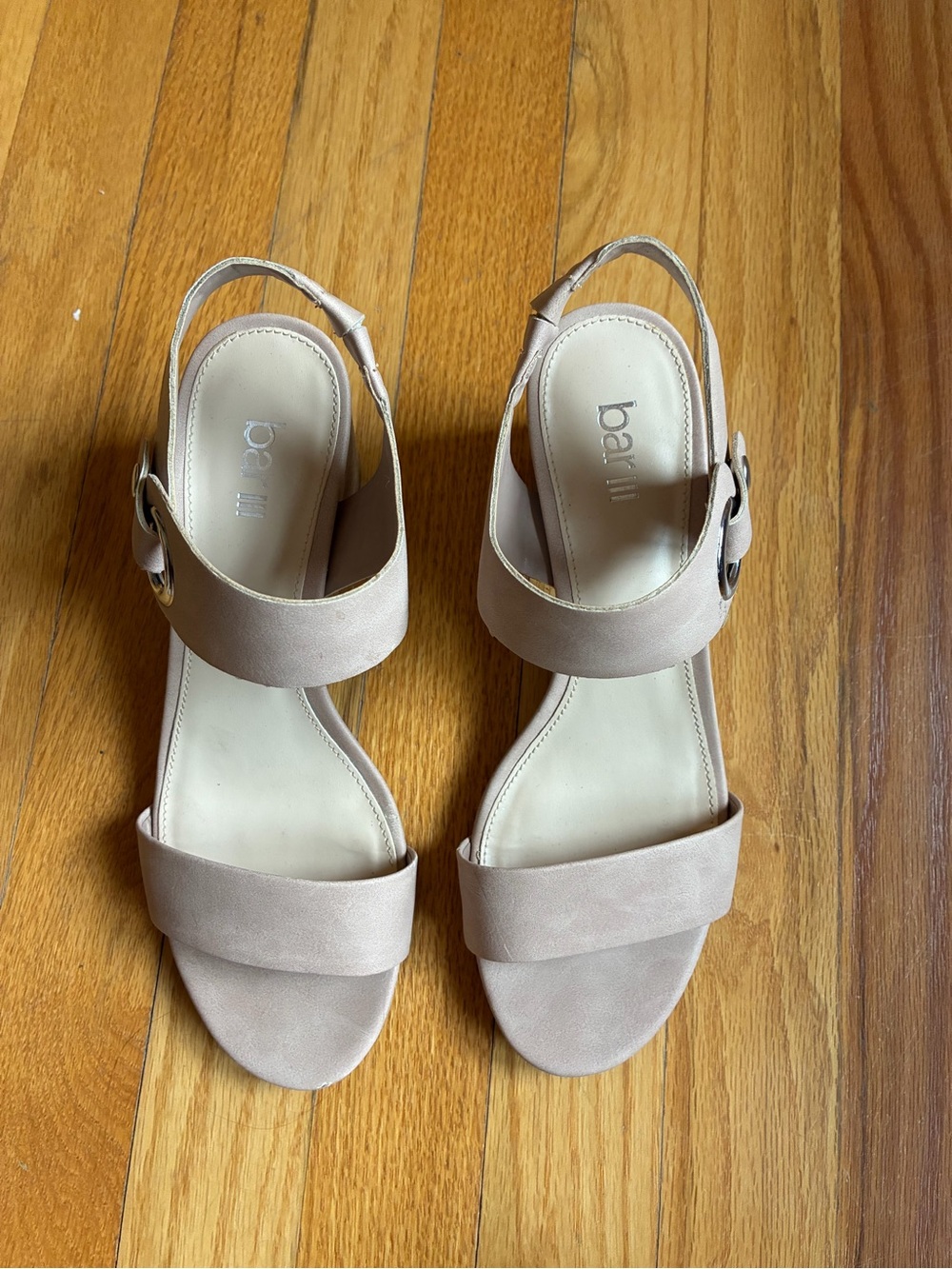 Bar III Blush Nude Slingback Block Heel Sandals